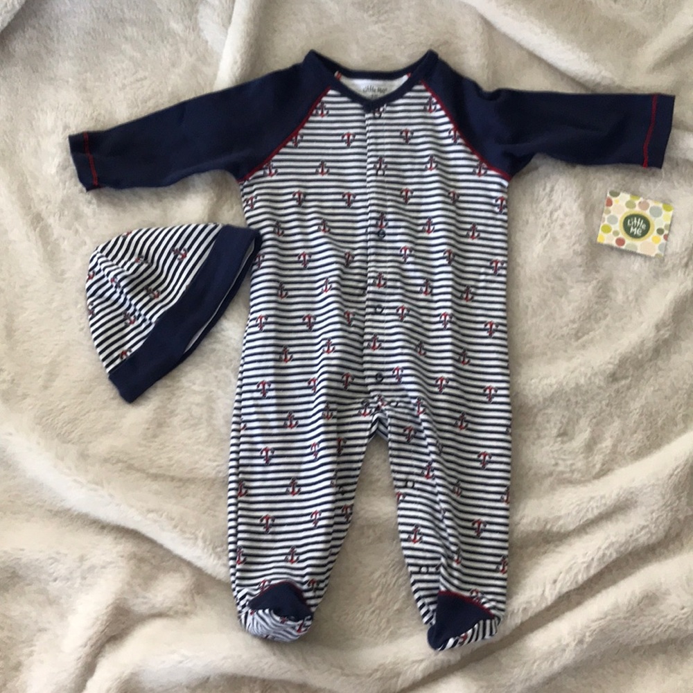 Nautical anchor footed 2 piece outfit NWT